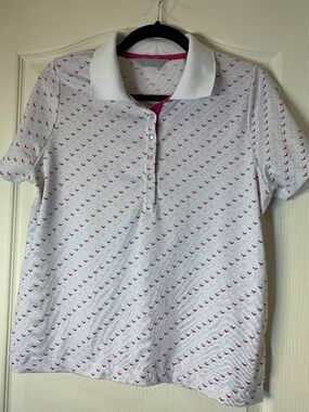 Callaway Golf Tennis Polo White Pink Performance Stretch Travel Activewear L